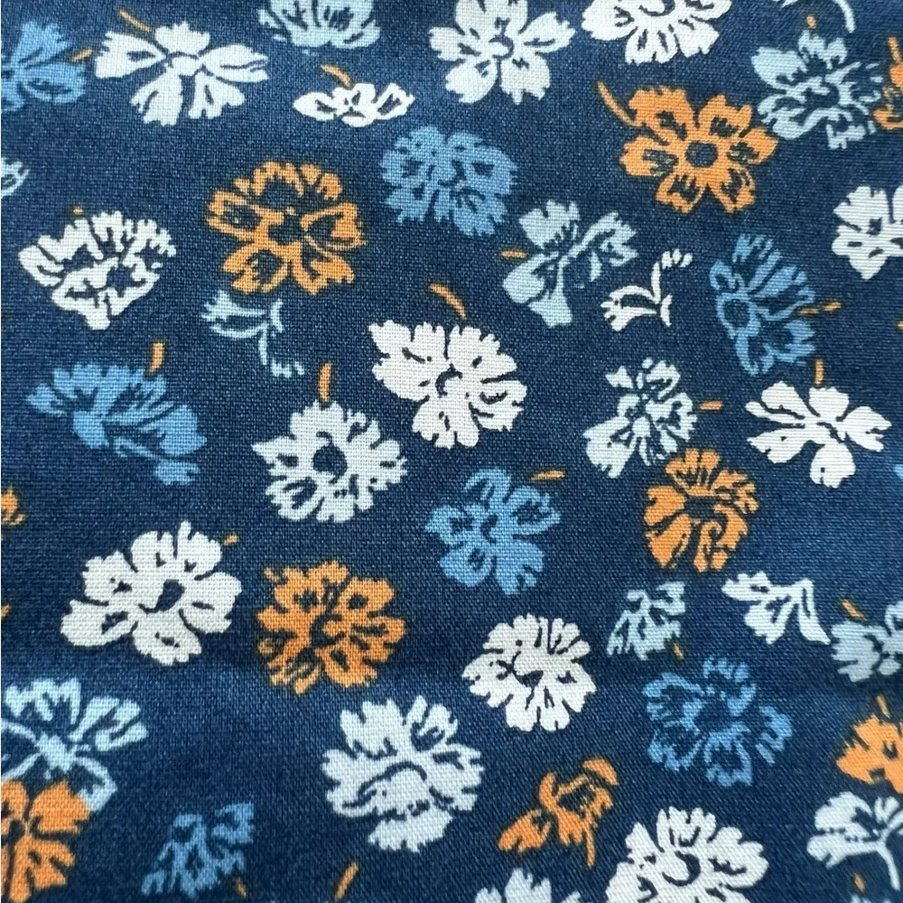 Banana Republic Blue Orange Floral Long Sleeve Dress Shirt Non-Iron Slim Size XL